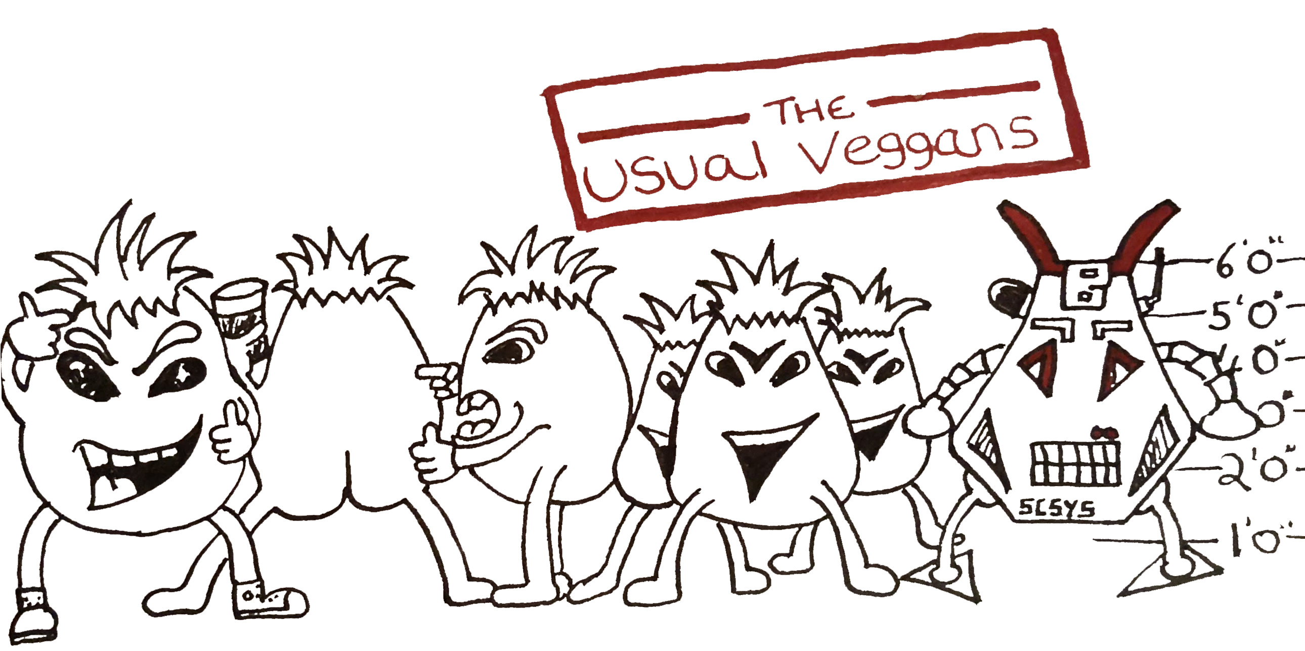 The line up of the usual words as Veggan characters