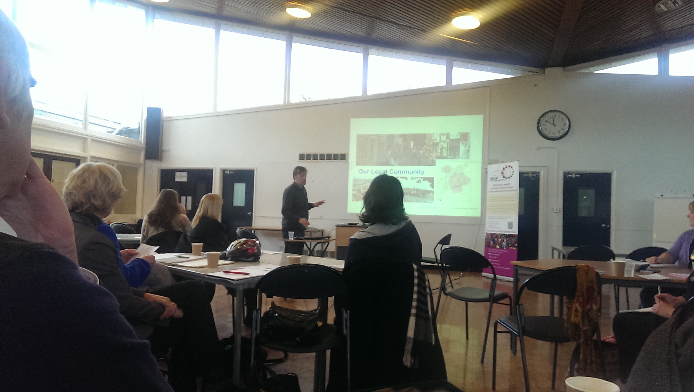 Michael Hallam in front of the audience