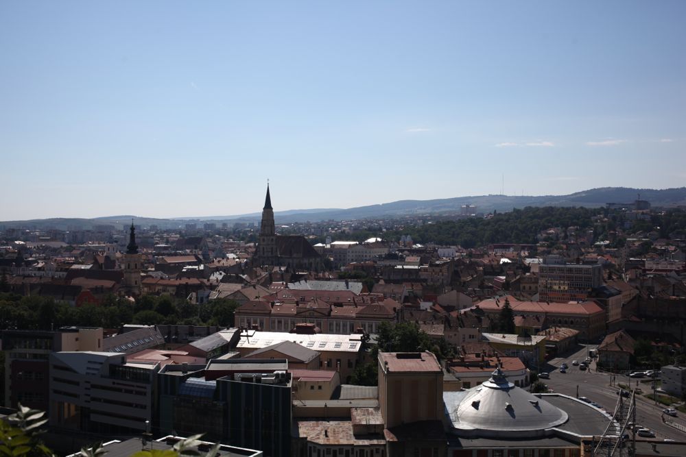 The city of Cluj from a hill overlooking it